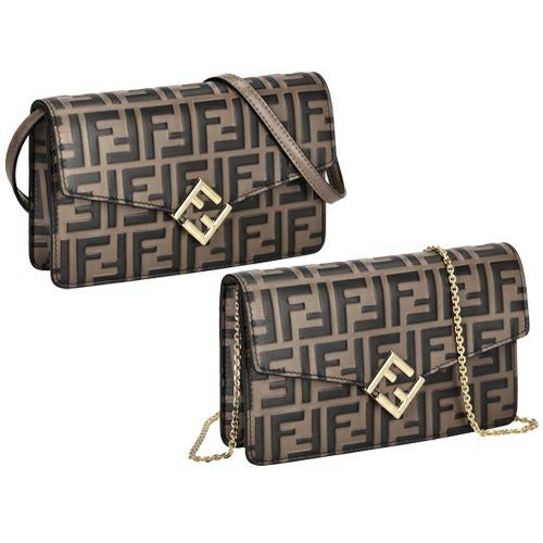 【美品】FENDI フェンディ パイソン柄 ロゴ型押し チェーンショルダーバッグ FENDI（フェンディ） 8BR793 ALG7 F1HZO FFロゴ シェニール ミディアム