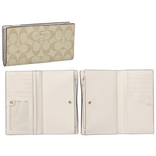 コーチ アウトレット 長財布 レディース ライトカーキ/チョーク COACH