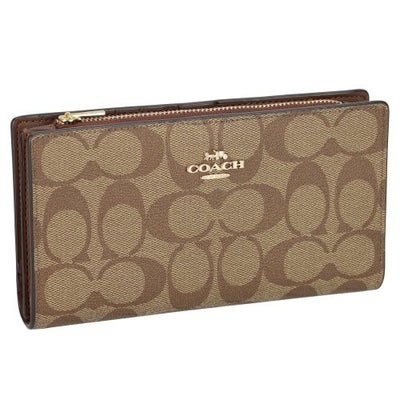 コーチ アウトレット 長財布 レディース カーキ/サドル COACH OUTLET 