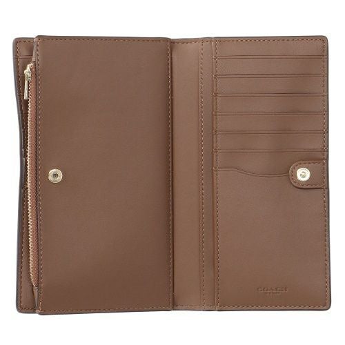 コーチ アウトレット 長財布 レディース カーキ/サドル COACH OUTLET