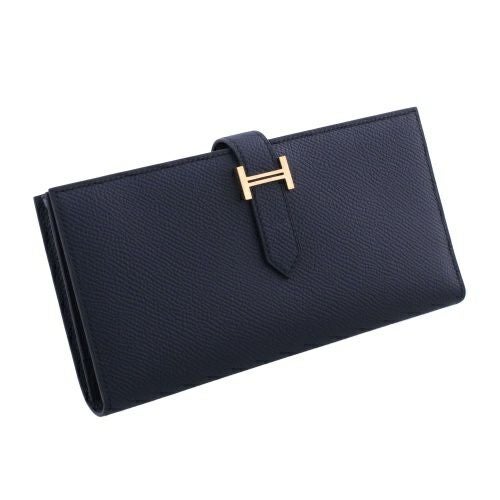 エルメス ベアンスフレ ブルーインディゴ ヴォーエプソン ゴールド金具 B刻印 HERMES Bearn Soufflet