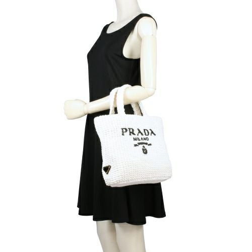 プラダ トートバッグ レディース ホワイト スモール クロシェ トートバッグ PRADA 1BG422 V OOL 2C2T F0009 BIANCO