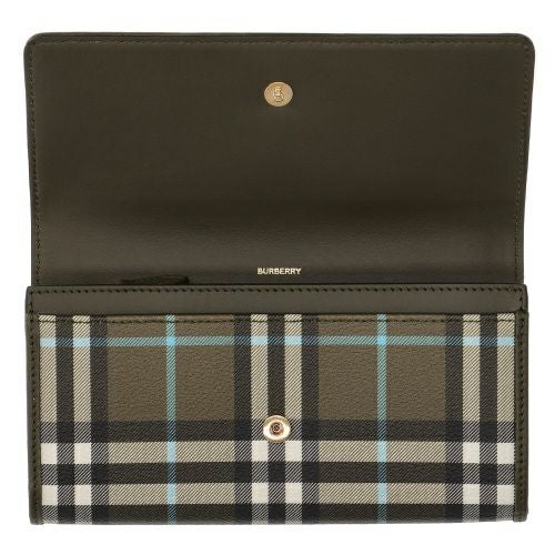 バーバリー 長財布 レディース グリーン チェック コンチネンタル