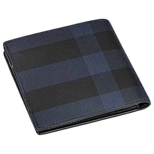 バーバリー 二つ折り財布 メンズ ネイビー チェック バイフォールド