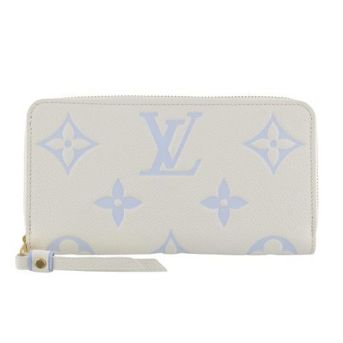 ルイヴィトン 長財布 レディース ジッピー･ウォレット モノグラム・アンプラント ラテホワイト/キャンディブルー LOUIS VUITTON M83308