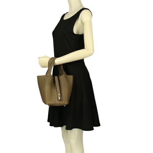 エルメス ピコタン・ロック18 PM エトゥープ トリヨンクレマンス シルバー金具 B刻印 HERMES Picotin PM