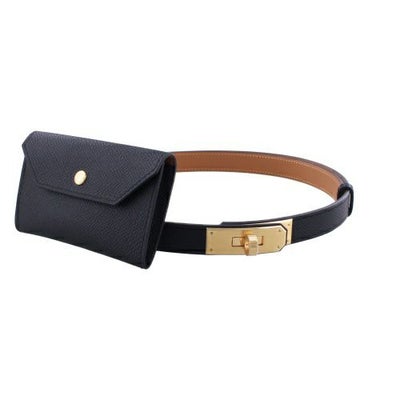HERMES エルメス ベルト《ケリー》18 黒 ピンクゴールド金具 新品未 