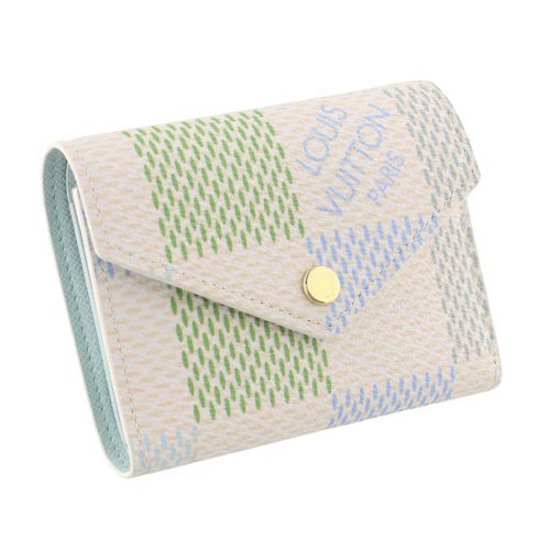 ルイヴィトン 三つ折り財布 ダミエ ポルトフォイユ・ヴィクトリーヌ ホワイト LOUIS VUITTON N40750 ピスタチオ グリーン