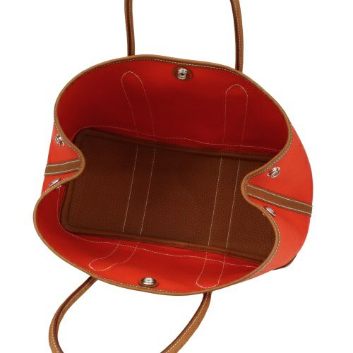 エルメス ガーデンパーティ30 TPM オランジュメカノ/ゴールド トワル ミリタリー/ネゴンダ シルバー金具 W刻印 HERMES Garden party TPM