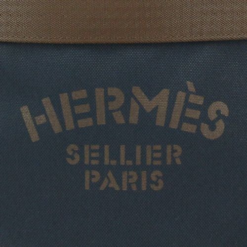 エルメス パンサージュグルーム ブルーネイビー/フュー トワルシェブロン/ブライドルレザー シルバー金具 B刻印 HERMES SAC DE PANSAGE GROOM