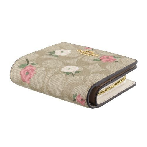 コーチ アウトレット 二つ折り財布 レディース シグネチャー フラワー プリント ベージュ COACH OUTLET CR969 IMOTV