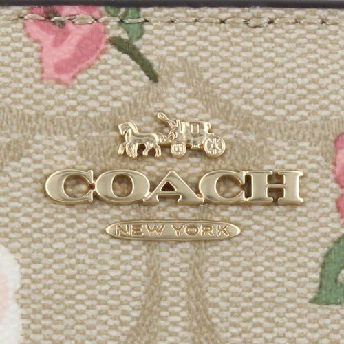 コーチ アウトレット 二つ折り財布 レディース シグネチャー フラワー プリント ベージュ COACH OUTLET CR969 IMOTV