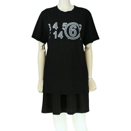 エムエム6 メゾンマルジェラ Tシャツ 半袖 レディース ブラック MM6 MAISON MARGIELA S52GC0277S24312 900 BLACK L ロゴ