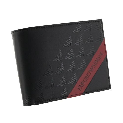 エンポリオアルマーニ 二つ折り財布 メンズ ブラック EMPORIO ARMANI Y4R165 YQ12V 80681 BLACK/RED