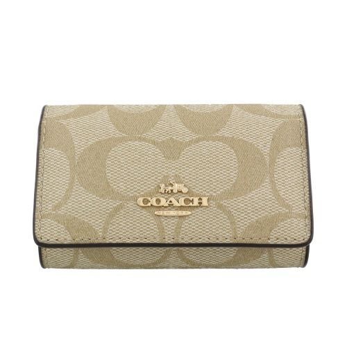 コーチ アウトレット キーケース レディース シグネチャー COACH OUTLET 77998 IMR6D ライトベージュ/ピンク
