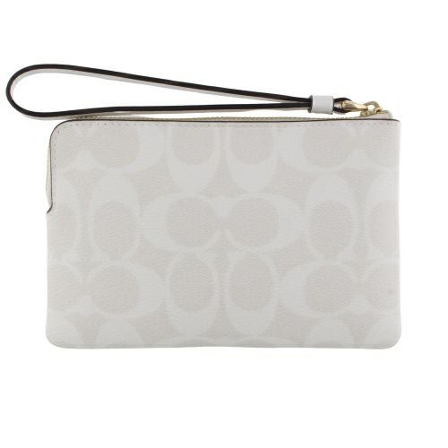 コーチ アウトレット ポーチ レディース シグネチャー コーテッド キャンバス リサイクル レザー コーナー ジップ リストレット COACH OUTLET CS602 IMRFF チョーク/グレイシャーホワイト