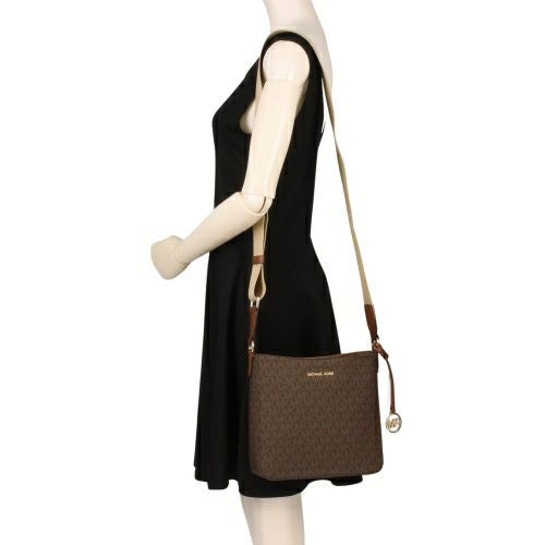 マイケルコース ショルダーバッグ レディース ジェットセットトラベル スモール シグネチャー ロゴ メッセンジャーバッグ ブラウン MICHAEL KORS 35S4GTVC5B BROWN