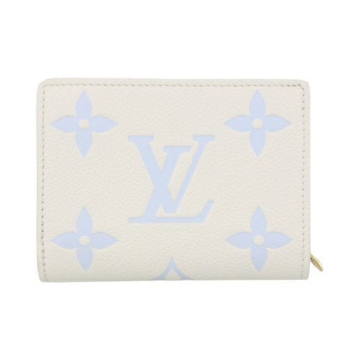 ルイヴィトン 二つ折り財布 レディース モノグラム アンプラント ポルトフォイユ・クレア ホワイト LOUIS VUITTON M82934 ラテホワイト/キャンディーブルー