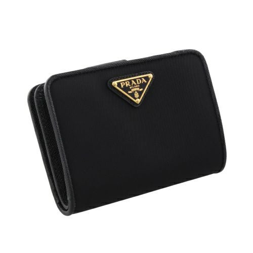 プラダ 二つ折り財布 レディース TESSUTO トライアングルロゴ ブラック
