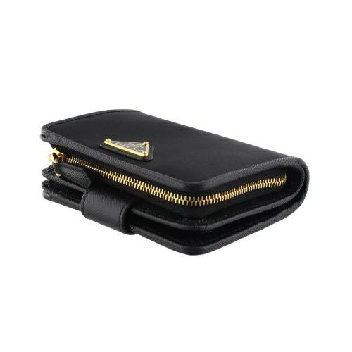 プラダ 二つ折り財布 レディース TESSUTO トライアングルロゴ ブラック