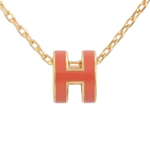 値下げ不可　HERMES Hロゴ ネックレス オレンジ レッド ポップ エルメス ネックレス レディース ポップHペンダント MINI オレンジ