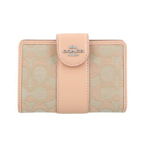 コーチ アウトレット 二つ折り財布 レディース ミディアム コーナー ジップ ウォレット・シグネチャー ジャカード ベージュ COACH OUTLET CT922 SVS9W フェイデッドブラッシュ