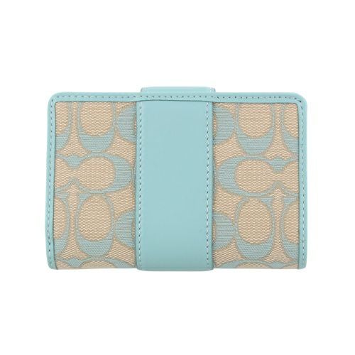 コーチ アウトレット 二つ折り財布 レディース ミディアム コーナー ジップ ウォレット・シグネチャー ジャカード ブルー COACH OUTLET CT922 SVVSW フェイデッドブルー