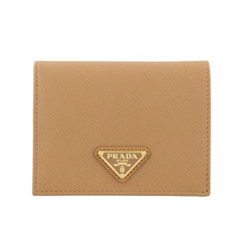 プラダ 二つ折り財布 レディース サフィアーノ トライアングルロゴ SAFFIANO TRIANGOLO ベージュ PRADA 1MV204 QHH F0018 NATURALE