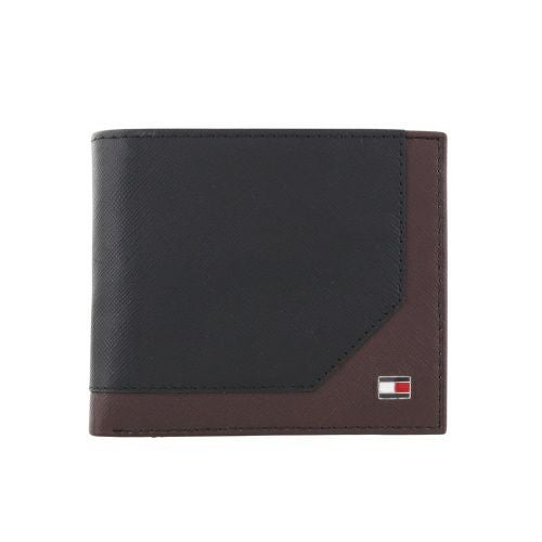 トミーヒルフィガー 二つ折り財布 メンズ ブラック TOMMY HILFIGER 31TL25X002 SAFFIANO BK/BR