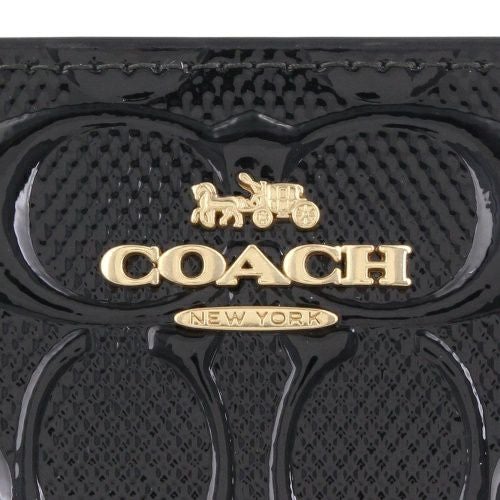 コーチ アウトレット 二つ折り財布 レディース スナップ ウォレット・シグネチャー レザー ブラック COACH OUTLET CV415 IMBLK