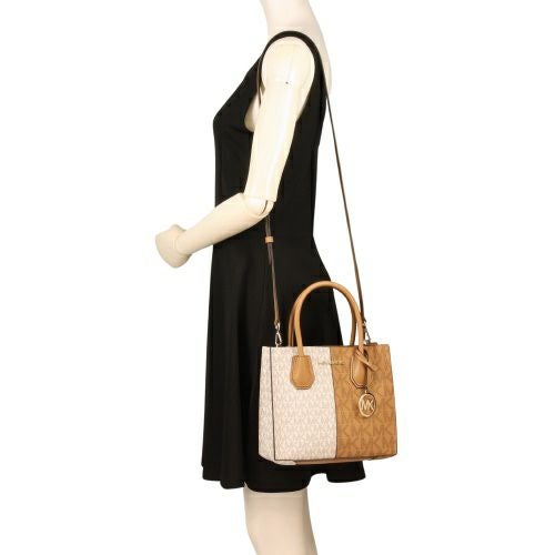 Michael Kors マイケルコース マーサー ミディアム カラーブロック ショルダーバッグ 35F4GM9M2B PVC ブラウン ホワイト  レディース【中古】 マイケルコース ショルダーバッグ レディース ブラウン MICHAEL KORS