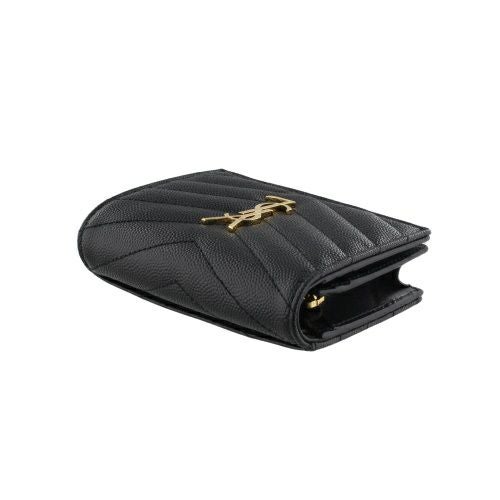 【美品】サンローラン 二つ折り財布 ブラック クロコ YSL レディース サンローラン 二つ折り財布 レディース ブラック SAINT LAURENT PARIS