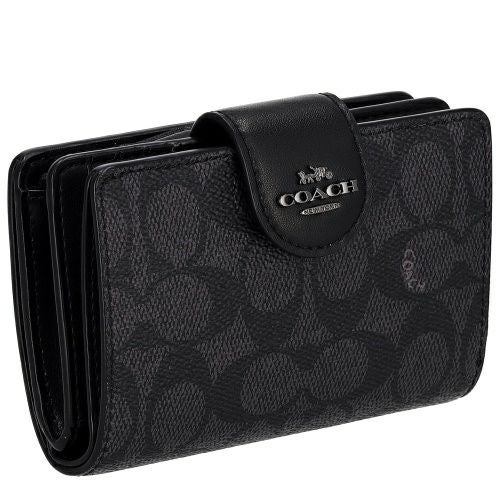コーチ アウトレット 二つ折り財布 レディース シグネチャー ブラック