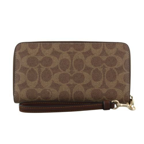 コーチ アウトレット 長財布 レディース ロング ジップ アラウンド ウォレット・シグネチャー キャンバス ブラウン COACH OUTLET CW778 IMXHE タン/ブラウン