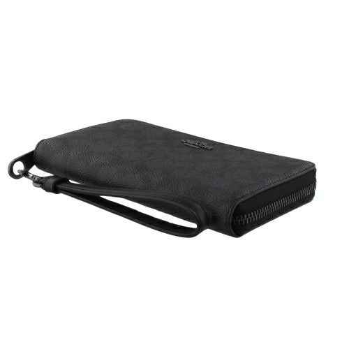 コーチ アウトレット 長財布 レディース ロング ジップ アラウンド ウォレット・シグネチャー キャンバス ブラック COACH OUTLET CW778 QBMI5 チャコール/ブラック