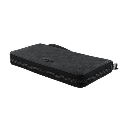 コーチ アウトレット 長財布 レディース ロング ジップ アラウンド ウォレット・シグネチャー キャンバス ブラック COACH OUTLET CW778 QBMI5 チャコール/ブラック