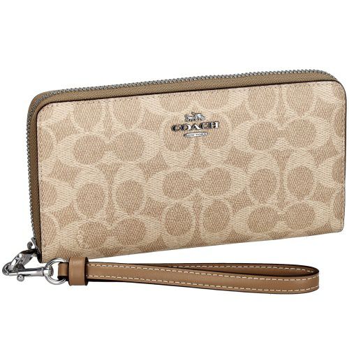 コーチ アウトレット 長財布 レディース ロング ジップ アラウンド ウォレット・シグネチャー キャンバス ベージュ COACH OUTLET CW778 SVPWH サンド/トープ