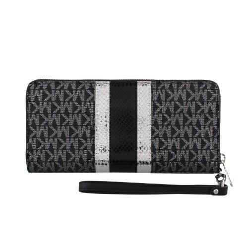 マイケルコース 長財布 レディース ジェットセットトラベル ラージシグネチャーロゴ＆メタリックコンチネンタルウォレット ブラック MICHAEL KORS 35F4STVE7V BLACK