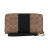コーチ アウトレット 長財布 レディース ロング ジップ アラウンド ウォレット・シグネチャー キャンバス・ストライプ ブラウン COACH OUTLET CW947 IMQRX タン/ブラック
