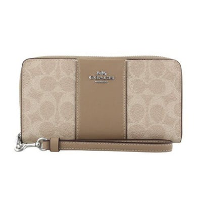 COACH シグネチャー ブラウン ラウンドジップ 長財布 9649 【公式 