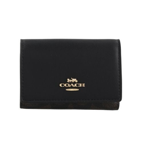 コーチ アウトレット 三つ折り財布 レディース マイクロ ウォレット・シグネチャー キャンバス ブラック COACH OUTLET CW804 IMXAQ