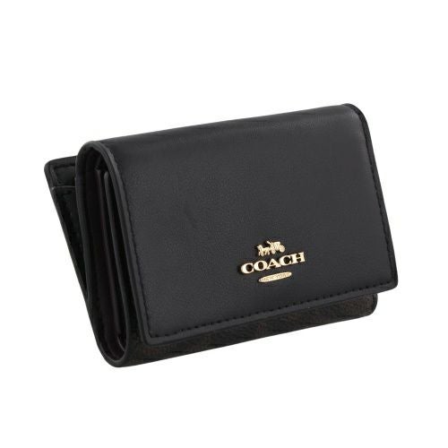 コーチ アウトレット 三つ折り財布 レディース マイクロ ウォレット・シグネチャー キャンバス ブラック COACH OUTLET CW804 IMXAQ