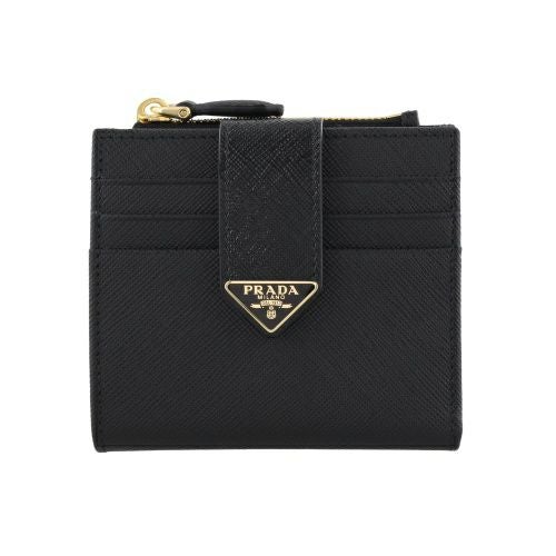 プラダ 二つ折り財布 レディース サフィアーノ トライアングルロゴ ブラック PRADA 1ML047 2C7X F0002 NERO