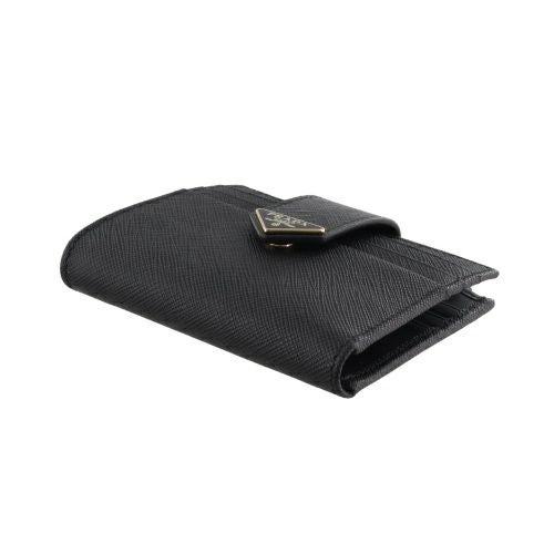【新品未使用】PRADA レディース 二つ折り財布 トライアングルロゴ 黒 プラダ 二つ折り財布 レディース サフィアーノ トライアングルロゴ