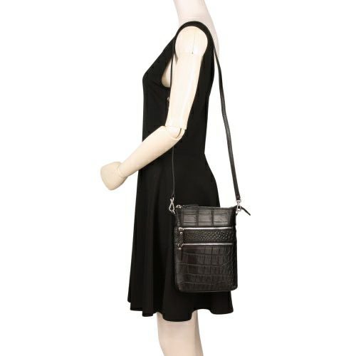 ロダニア ショルダーバッグ レディース クロコダイル ブラック RODANIA RDOC10290BK