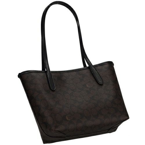 コーチ アウトレット トートバッグ レディース シグネチャー シティー スモール トート ブラウン COACH OUTLET CU759 IMXAQ ウォルナット ブラック