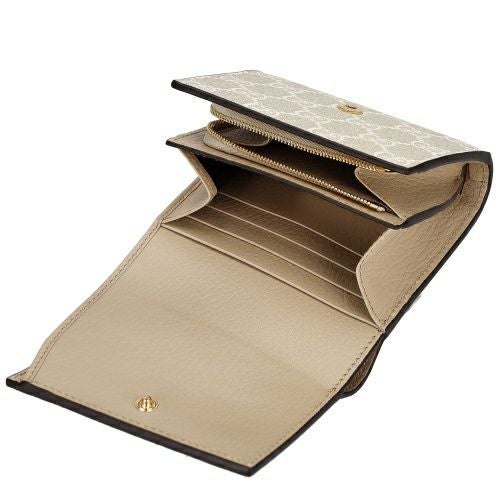 グッチ 二つ折り財布 レディース ダブルG バイカラー ミディアム ウォレット ベージュ GUCCI 598587 AACFE 9543