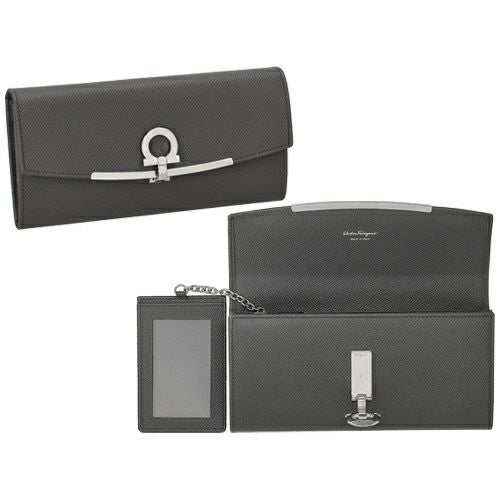 新品 フェラガモ FERRAGAMO 長財布 コンチネンタルウォレット グレー Salvatore Ferragamo フェラガモ FERRAGAMO 長財布 ガンチーノクリップ