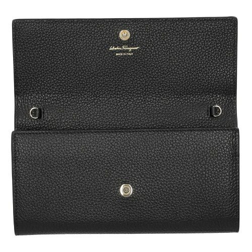 フェラガモ 長財布 チェーンウォレット レディース ダブルガンチーニ ブラック FERRAGAMO 220636 770374 NERO