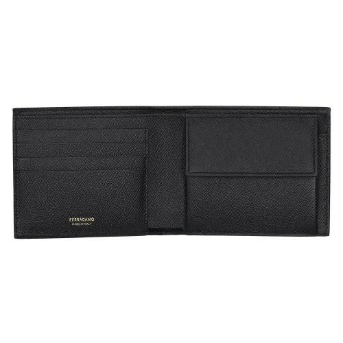 フェラガモ 二つ折り財布 メンズ ダブルガンチーニ ブラック FERRAGAMO 661454 775646 NERO